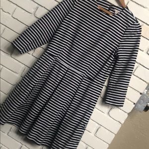 Black and white stripped Gap for and flare dress